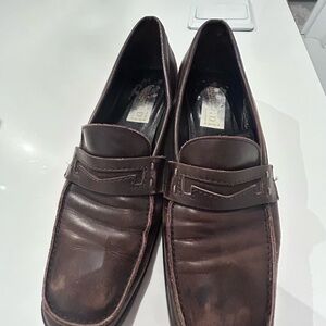 MaxMara Italian Real Dark Brown Leather vintage Loafers
